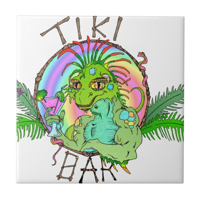 Tiki Pub Lizard Kakelplatta (Framsidan)