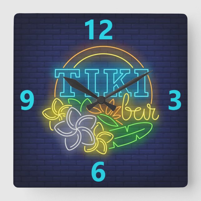 Tiki Pub Neon-skyltruta, väggklocka (Framsida)