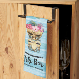 Tiki Pub Party Monogrammed Kökshandduk