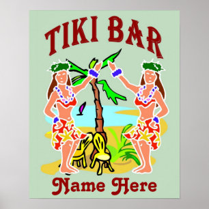 Tiki Pub Sign add namn Poster