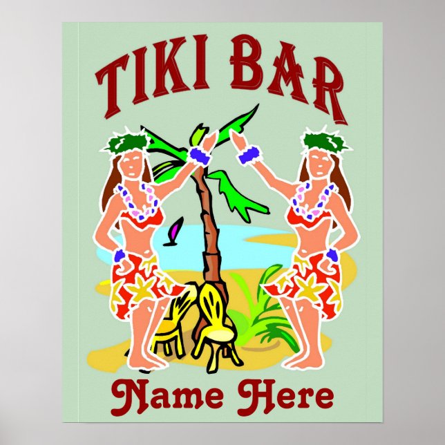 Tiki Pub Sign add namn Poster (Framsidan)
