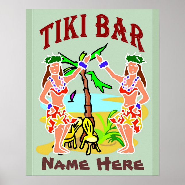 Tiki Pub Sign add namn Poster (Framsidan)