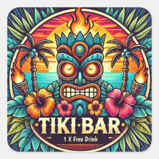 Tiki Pub Stickers Fyrkantigt Klistermärke
