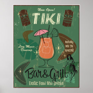 Tiki Pub&stödraster Poster