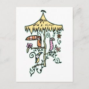 Tiki Room Birds on a Perch by Tiki Ony Vykort
