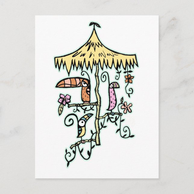 Tiki Room Birds on a Perch by Tiki Ony Vykort (Framsida)