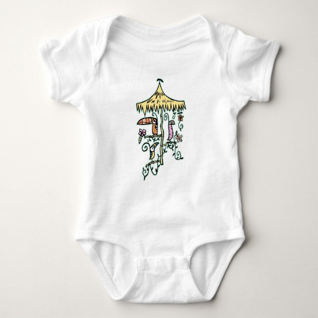 Tiki rumfåglar på en Perch vid tOny Tiki T-shirt (Framsida)
