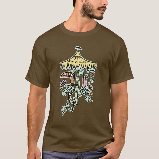 Tiki rumfåglar vid tOny Tiki T Shirt (Framsida)