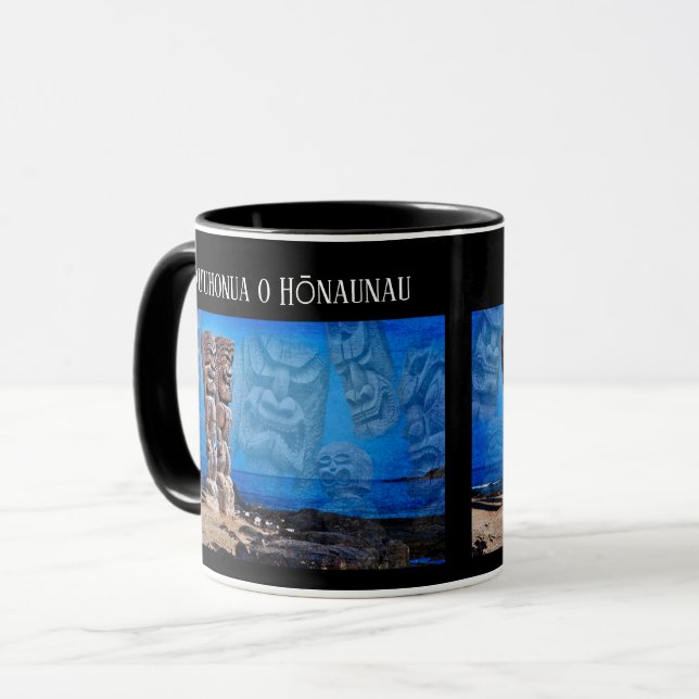 Tiki Spirits, Big Island, Hawaii, Black Coffee Mug Mugg (Framsida vänster)