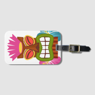 Tiki Statue Hawaiian Gud Hibiscus Flowers Bagagebricka