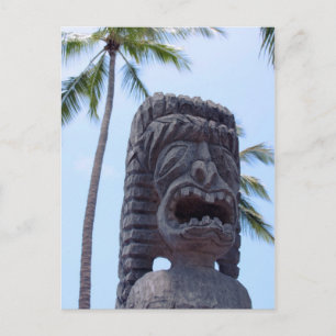 Tiki Statue in Kona, Hawaii - vykort