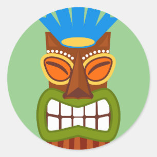 Tiki Statue Mask Runt Klistermärke