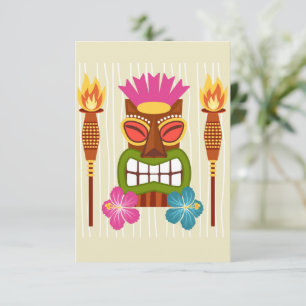 Tiki Statue, Torches and Hibiscus Flower Tack Kort