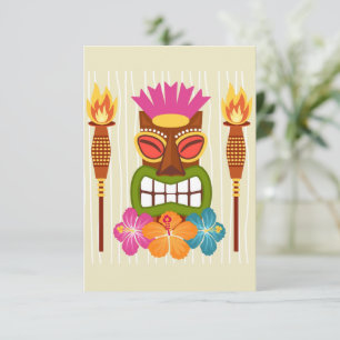Tiki Statue, Torches and Hibiscus Flower Tack Kort