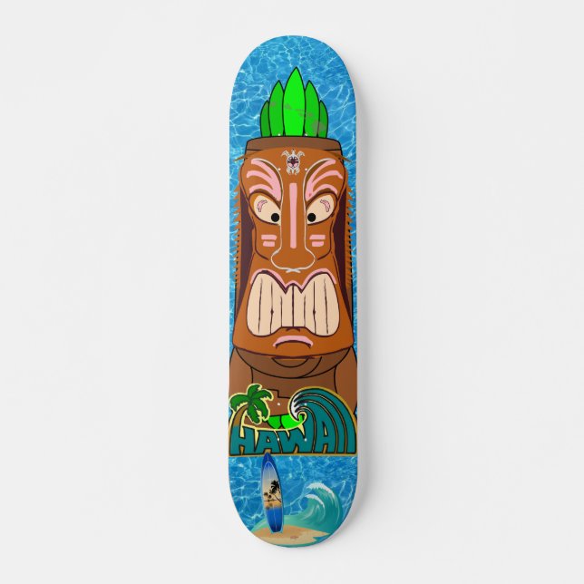 Tiki staty Hawaii Old School Skateboard Bräda 18 Cm (Framsida)