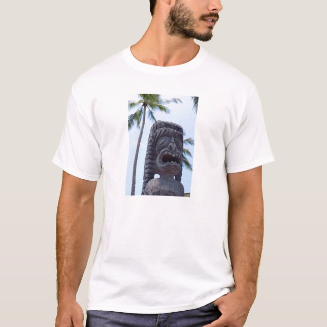Tiki staty i Kona, Hawaii - T-tröja Tee Shirt (Framsida)