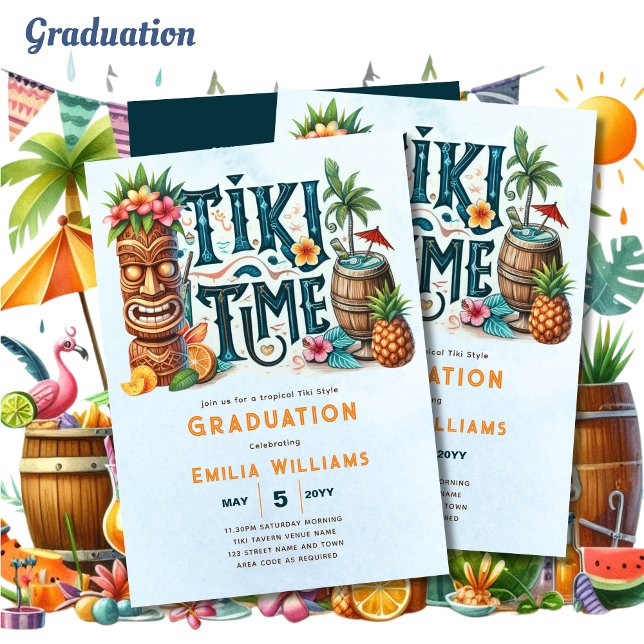 TIKI STUDENTEN Tropical Luau Hawaiian Party Inbjudningar (Skapare uppladdad)