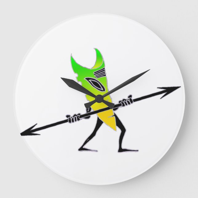 Tiki Surfer Green Stor Klocka (Framsida)