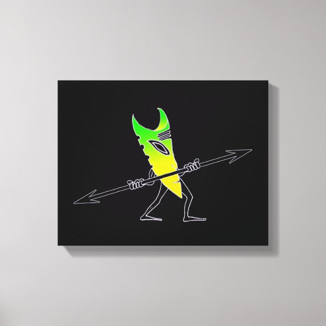 Tiki Surfer Grönt Canvastryck (Framsida)