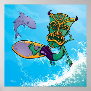 Tiki Surfer Poster