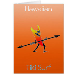 Tiki Surfer Red and Gult Hälsningskort
