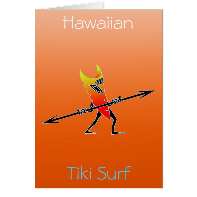 Tiki Surfer Red and Gult Hälsningskort (Framsidan)
