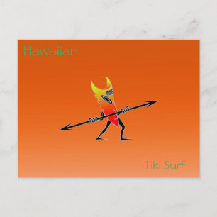 Tiki Surfer Red and Gult Vykort