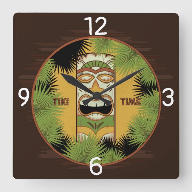 Tiki-tid Fyrkantig Klocka (Framsida)