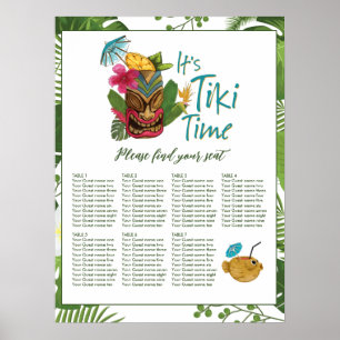 Tiki Time Luau Summer Beach Wedding Poster