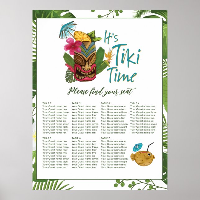 Tiki Time Luau Summer Beach Wedding Poster (Framsidan)