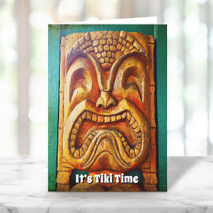Tiki Time Roligt Typography Coola Vintage Retro Kort