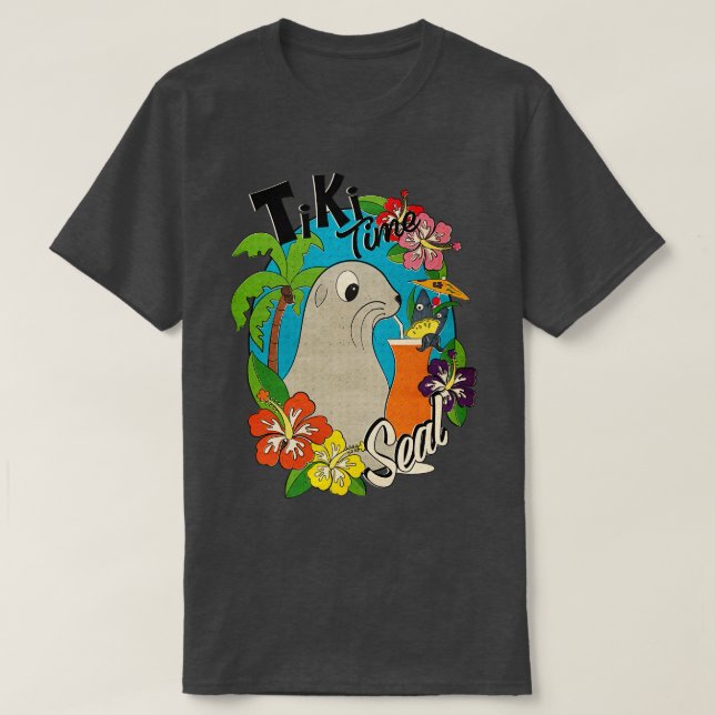 Tiki Time Seal TShirt T Shirt (Design framsida)