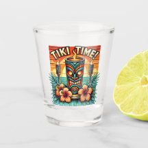 Tiki Time Shot Glass - Tropical Barware-Vintage