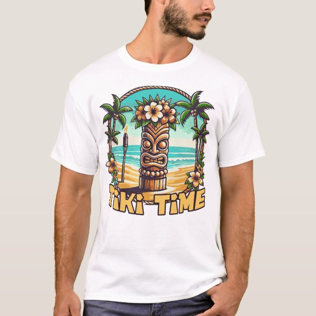 Tiki Time - Tropical Island Escape T Shirt (Framsida)