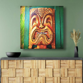Tiki Time Vintage Retro Hawaii Wood Tiki Ansikte Canvastryck