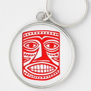 Tiki Toby - Red Rund Silverfärgad Nyckelring