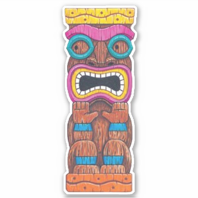 Tiki Totem 1-etikett Klistermärken (Framsida)