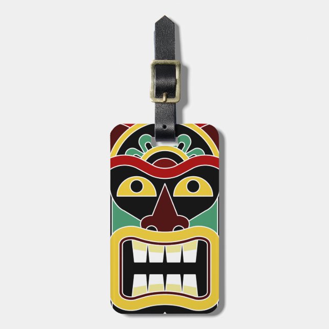 Tiki Totem anpassningsbar text Bagagetapp 2 Bagagebricka (Vertikal Framsida)