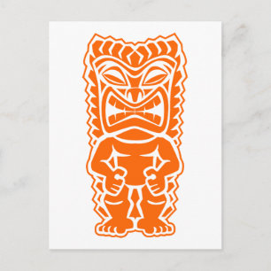 tiki totem warriers orange vykort