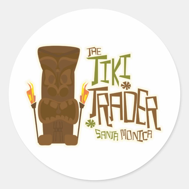 Tiki Trader Basic Stil Runt Klistermärke (Framsida)