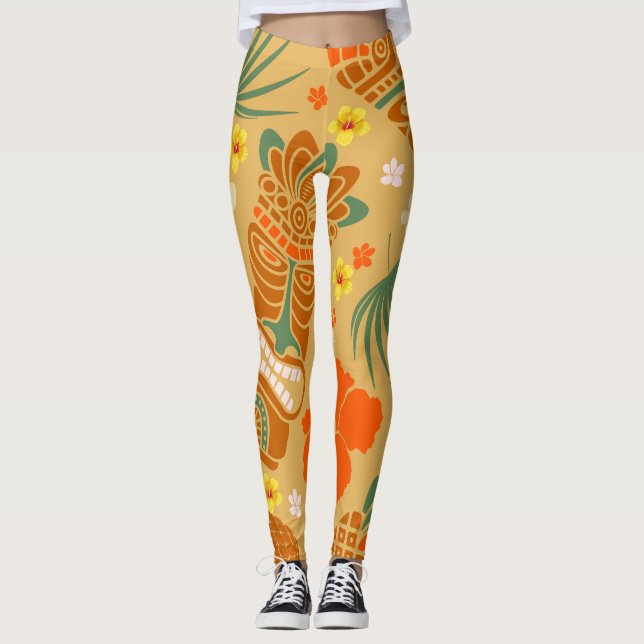 Tiki-utskrift Leggings (Framsida)