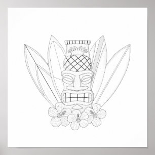 Tiki Vuxen Coloring Poster