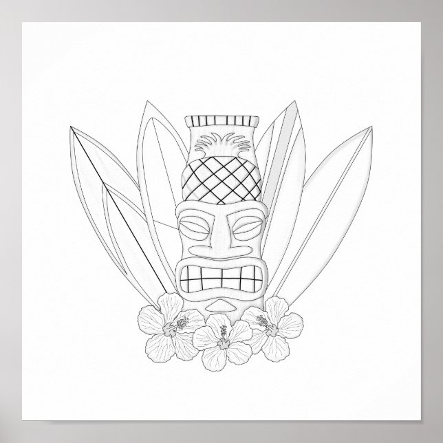 Tiki Vuxen Coloring Poster (Framsidan)