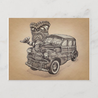Tiki Woodie Vykort