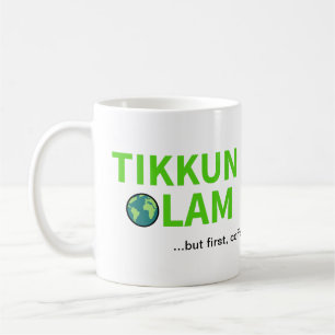 Tikkun Olam men första kaffet judisk världsrepar Kaffemugg
