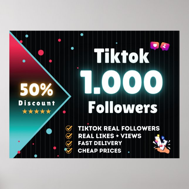 Tiktok 1 000-följare | Köp Tiktok-följare Poster (Framsidan)