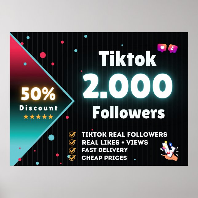 Tiktok 2.000 | Köp Tiktok-följare Poster (Framsidan)