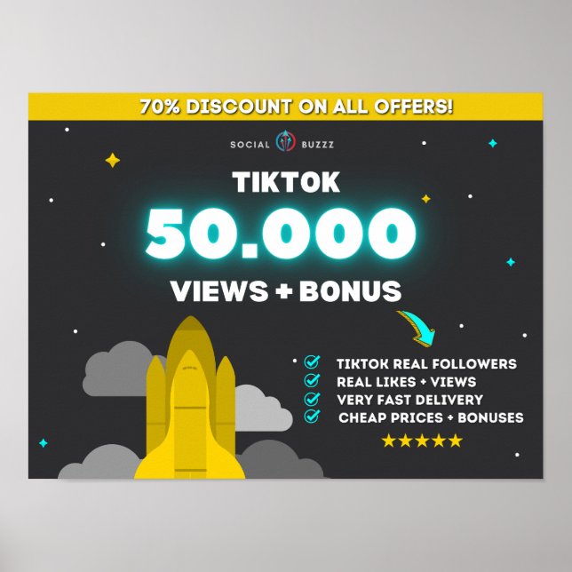 Tiktok 50 000 vyer + 10 000 likes | Köp Tiktok Fol Poster (Framsidan)