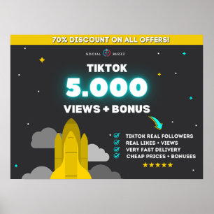 Tiktok 5K Vyer + 500 Likes Poster