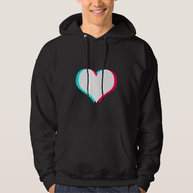 Tiktok Hjärta| Tik Tok Heart Black Hoodie (Framsida)